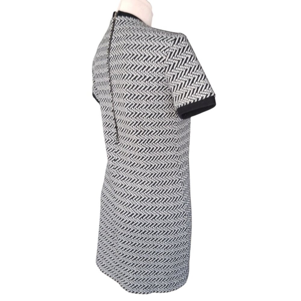 Forever 21 GoGo Mini Ringer TShirt Dress Black White Chevron Womens M Retro - Picture 4 of 11